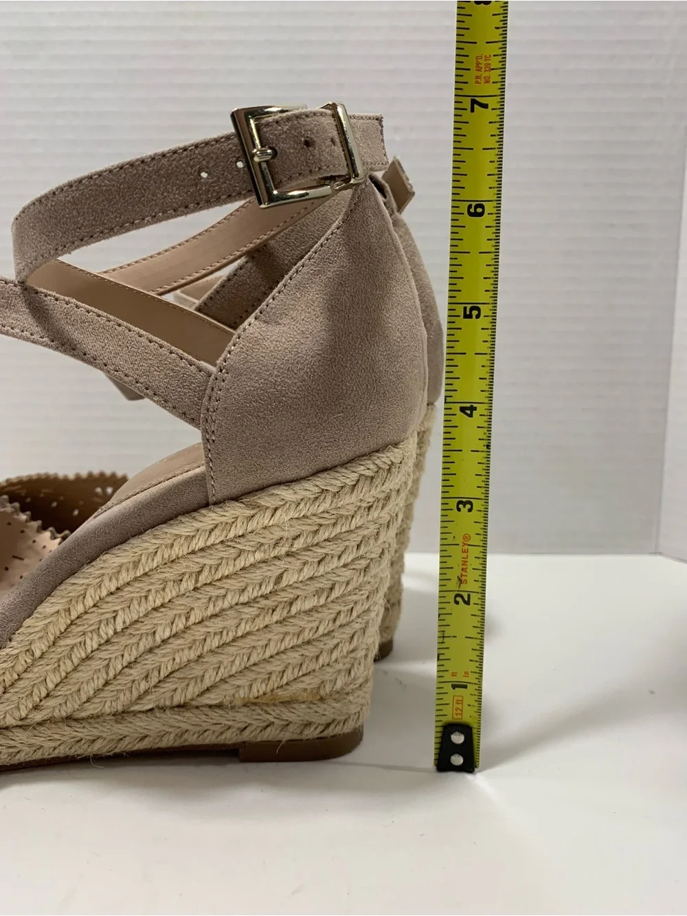 Kelly & Katie Taupe Ankle-Strap Espadrille Wedges